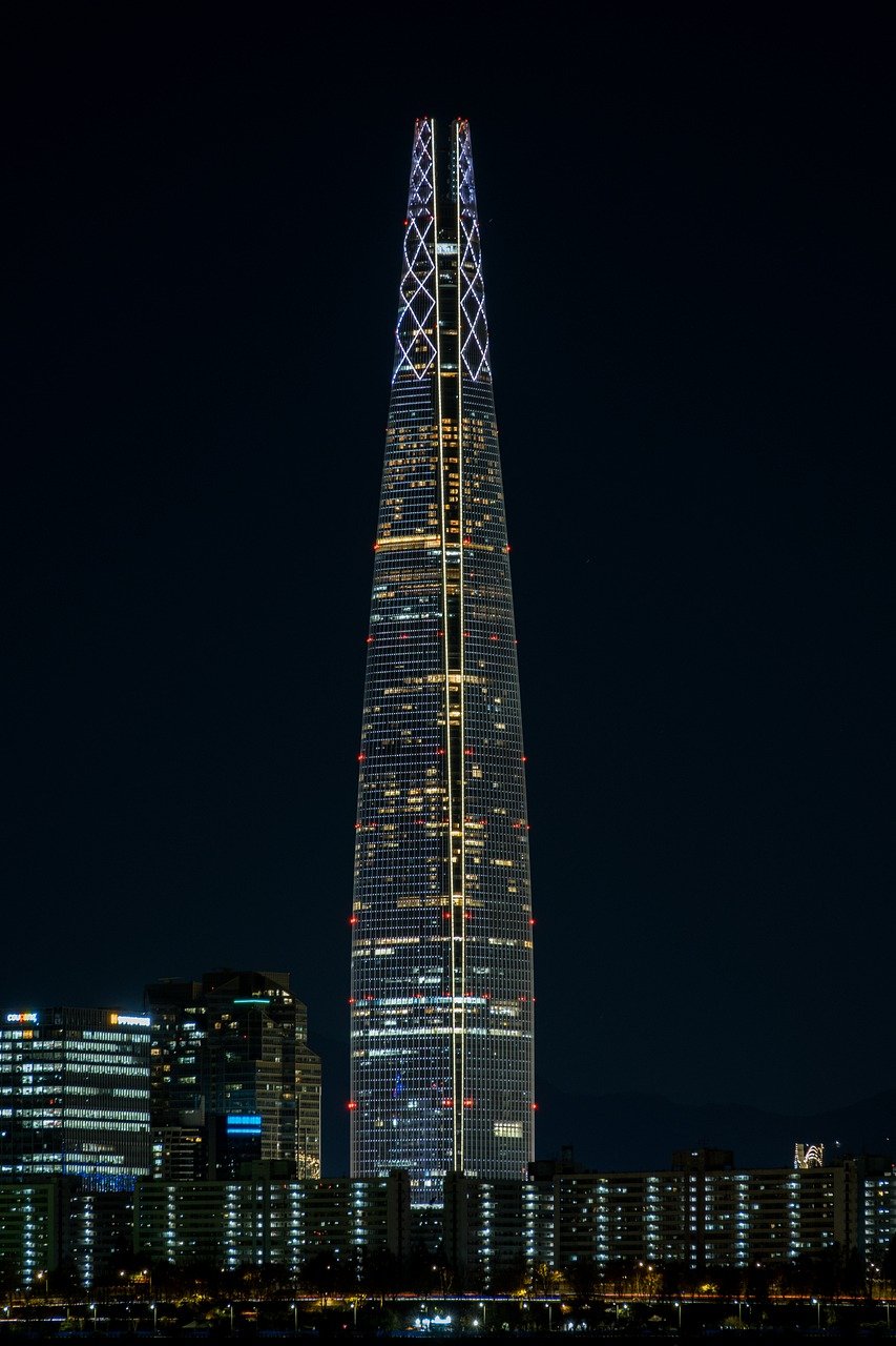 building, tower, lotte tower, night view, city, architecture, light, seoul, lotte tower, seoul, seoul, seoul, seoul, seoul